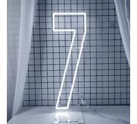 DS&DV Chiffre lumineux LED de 0 à 9, alimenté par USB à intensité variable, en silicone blanc avec support gratuit pour décoration de fête d'anniversaire, cadeaux (76,2 cm, numéro 7)