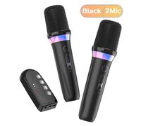 Ds-K2 Karaoké Compagnon Bluetooth 5.3 Microphones Dynamiques Sans Fil Rvb Lumière Colorée Hifi Stéréo Dsp Système De Mixage Pour Haut-Parleur Filaire Amplificateur Kit De Voiture.Black With 2 Mic.