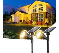 DS Lighting Lot de 2 Projecteurs LED Extérieur Spots Solaires Super Lumineux 18 LED Lampe de Sécurité Étanche pour Jardin, Paysage, Terrasse, Porche, Garage Blanc Chaud