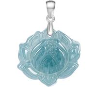 Ds UUby Pendentif De Lotus Bleu De Jade Naturel, Collier De Jade Incrusté En Argent S925 Pour Les Femmes, Avec Certificat Joint Pendant Only