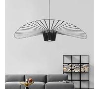 Ds UUby Vertige Suspension Lampe Vintage Lustre De Salon， Fibre De Verre/Polyuréthane Lumières Chapeau（2m Hauteur Lumineuse Réglable） E27 Pendentif Lumière Pour L'ombre Du Restaurant Black 80cm