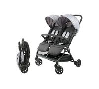 DS209 GRIS NOIR - Poussette Double Cote a Cote | Pour Jumeaux des la Naissance, Pliage Ultra-Compact | Noir Gris