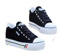 DSAI Baskets compensées en toile pour femmes, baskets compensées pour femmes, baskets décontractées, noir, 35 printemps 2022