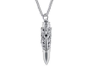 dsanbo Memorial Bijoux Collier en acier inoxydable pendentif argent fusil boule porte-monnaie compartiment secret collier homme et acier inoxydable, code EHH-S7-3