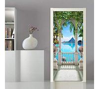 DSAOMO Stickers Porte Poster Plate-Forme d'observation Papier Peint Porte Trompe l'oeil pour Salon Chambre Décoration De La Maison Stickers Muraux Imperméable Stickers Amovibles 77x200cm(B x H)
