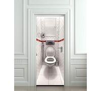 DSAOMO Stickers Porte Poster Toilettes 3D Papier Peint Porte Trompe l'oeil pour Salon Chambre Décoration De La Maison Stickers Muraux Imperméable Stickers Amovibles 77x200cm(B x H)
