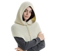 DSAoTeng Cagoule en tricot pour femme 2 en 1 - Écharpe à capuche tricotée de couleur unie avec cordon de serrage réglable coupe-vent chaud pour toutes les saisons (#1)