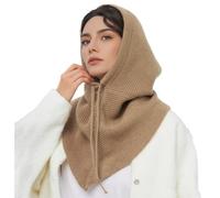 DSAoTeng Cagoule tricotée 2 en 1 pour femme - Couleur unie - Avec cordon de serrage réglable - Coupe-vent - Chaud - Pour toutes les saisons, #5, Taille unique