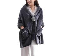 DSAoTeng Cape en polaire à pompons pour femme - Douce et confortable - Épais - Chaud - Pour l'hiver, la maison, le bureau, les voyages, le camping, gris, Taille unique