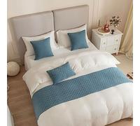 DSAoTeng Chemin de lit et housse de coussin assortie, chemin de lit jacquard réversible, décoration d'intérieur, hôtel, literie, serviette, couvre-lit de protection (gris bleu, 45 x 180 cm, 1 chemin