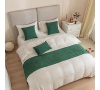 DSAoTeng Chemin de lit et housse de coussin assortie, chemins de lit jacquard réversibles, écharpes, décoration d'intérieur, hôtel, literie, serviette, couvre-lit de protection (vert foncé, 45 x 45 cm