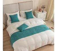 DSAoTeng Chemin de lit et housse de coussin assortie, chemin de lit jacquard réversible, décoration d'intérieur, hôtel, literie, serviette, couvre-lit de protection (bleu turquoise, 45 x 210 cm, 1