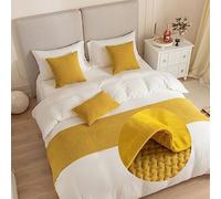 DSAoTeng Chemin de lit jacquard et housse de coussin assortie, chemins de lit réversibles, écharpes, décoration d'intérieur, hôtel, literie, serviette, couvre-lit de protection (curcuma, 45 x 240 cm,