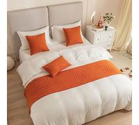 DSAoTeng Chemin de lit Jacquard Réversible et Housse de Coussin Assortie, Décoration d'Intérieur pour Hôtel avec Serviette, Couvre-lit de Protection (Orange, 45 x 210 cm)