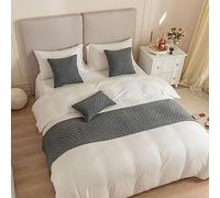 DSAoTeng Chemin de lit et housse de coussin assortie, chemins de lit jacquard réversibles, écharpes, décoration d'intérieur, hôtel, literie, serviette, couvre-lit de protection (gris, 45 x 45 cm (1