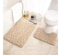 DSAoTeng Cobblestone Tapis de bain gaufré en polaire corail doux avec motif galets 3D, antidérapant, absorbant à séchage rapide, pour salon, chambre à coucher, cuisine, balcon (#3, 50 x 80 cm)