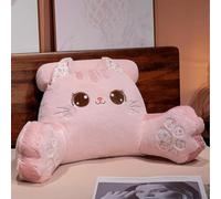 DSAoTeng Coussin de lecture avec repose-chat mignon pour adultes - Coussin lombaire kawaii avec housse lavable, coussin ergonomique avec accoudoirs pour lit, dortoir, bureau, relaxation (#2, L : 80 x