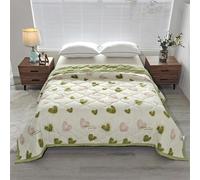 DSAoTeng Couvre-lit matelassé à motif floral pour l'été - Couverture fine, élégante, légère et respirante avec rembourrage en coton - Pour chambre à coucher, canapé, voyage (vert, 200 x 230 cm)