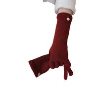 DSAoTeng Gants d'hiver longs en laine pour femme - Mitaines en cachemire de couleur unie pour écran tactile - Gants thermiques chauds et coupe-vent pour les activités de plein air par temps froid, #6