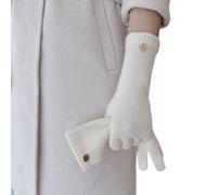 DSAoTeng Gants d'hiver longs en laine pour femme - Mitaines en cachemire de couleur unie pour écran tactile - Gants thermiques chauds et coupe-vent pour les activités de plein air par temps froid, N°4