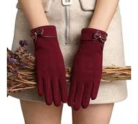 DSAoTeng Gants thermiques en daim pour femme - Gants de conduite pour écran tactile - Doublure en polaire épaisse - Chaud - Coupe-vent - Pour cyclisme, randonnée, temps froid, N°4, taille unique