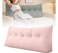 DSAoTeng Grand coussin triangulaire pour tête de lit double XL pour dortoir - Coussin de dossier en velours côtelé doux pour lecture, étude, jeux, télévision, détente sur le lit, canapé, tatami (rose
