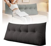 DSAoTeng Grand coussin triangulaire pour tête de lit double XL pour dortoir - Coussin de dossier en velours côtelé doux pour lecture, étude, jeux, télévision, détente sur le lit, canapé, tatami (noir