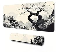 DSAoTeng Grand tapis de souris de jeu pour ordinateur - Encre chinoise paysage lisse, base antidérapante en caoutchouc naturel, tapis de souris pour clavier, pour le travail, les jeux, le bureau, la