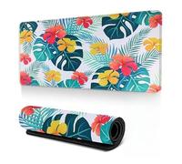 DSAoTeng Grand tapis de souris de jeu pour ordinateur - Motif de lignes florales et modernes - Base en caoutchouc antidérapante - Bords cousus - Long tapis de souris pour ordinateur portable - Pour