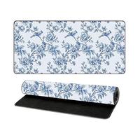 DSAoTeng Grand tapis de souris vintage à motif floral rétro Cottagecore avec surface en tissu fin, base en caoutchouc antidérapant, tapis de clavier étendu pour bureau, maison, dortoir, configuration