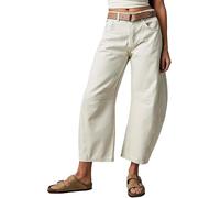 DSAoTeng Jean boyfriend ample taille mi-haute avec poches style années 90 vintage léger décontracté, blanc, M