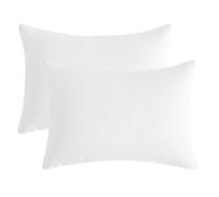 DSAoTeng Lot de 2 petits oreillers de voyage en microfibre doux et lavable pour le cou, les genoux et les lombaires, 28 x 17,8 cm, pour la sieste, le bureau, la voiture, le camping (blanc)