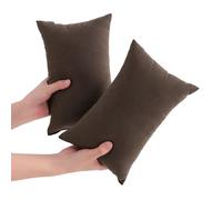 DSAoTeng Lot de 2 petits oreillers de voyage en microfibre doux et lavable pour le cou, les genoux, les lombaires, pour animal domestique, chat, chien, sieste, bureau, voiture, camping (marron)