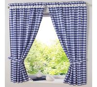 DSAoTeng Lot de 2 rideaux de fenêtre modernes à carreaux de buffle nordique avec embrasses pour salon, chambre à coucher, cuisine (bleu, 80 x 120 cm)