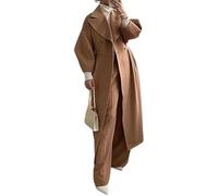 DSAoTeng Manteau long à revers à revers pour femme - Manches longues - Vintage - Mélange de laine chaude - Trench - Automne et hiver, camel, M