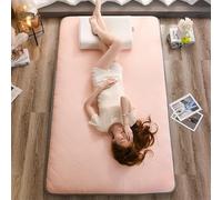 DSAoTeng Matelas futon matelassé, tapis de sol japonais très épais, pliable, tatami antidérapant avec bords larges, tapis de couchage portable enroulable pour maison, dortoir, camping (rose, 90 x 200