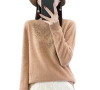 DSAoTeng Pull en laine cachemire pour femme - Col roulé - Décontracté - Élégant - Chaud - Manches longues - Motif strass - Pour l'automne et l'hiver, marron, M