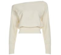 DSAoTeng Pull en tricot à épaules dénudées pour femme - Coupe ajustée - Pull à manches longues - Couleur unie - Col bateau Y2K - Pull court décontracté pour un usage quotidien et une fête, #1, S