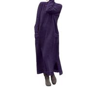 DSAoTeng Robe pull longue en tricot à manches longues pour femme - Style décontracté et élégant - Coupe ample - Col rond - Détails en dentelle - Pour l'automne et l'hiver, violet, L