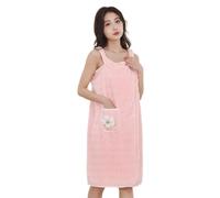 DSAoTeng Serviette de bain portable à bretelles pour femme - Peignoir d'été en polaire corail à séchage rapide, robe de douche absorbante sans manches avec poche à boutons-pression pour spa, maison