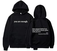 DSAoTeng Sweat à capuche surdimensionné avec imprimé « Dear Person Behind Me You are Enough » pour femme, 0 noir., S