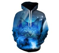 DSAoTeng Sweat à capuche unisexe avec imprimé chat 3D pour femme - Manches longues - Automne et hiver - Imprimé animal - Tendance - Pour adultes et jeunes, # 3, XL