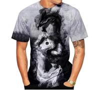 DSAoTeng T-shirt imprimé en 3D pour homme - Tai Chi Yin Yang - Manches courtes - Col rond - Motif dragon, # 1, M
