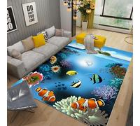 DSAoTeng Tapis 3D paysage marin - Grand tapis visuel 3D - Motif monde sous-marin, vie marine, velours cristal doux, antidérapant, chambre à coucher, salon, décoration d'intérieur (#35,80 x 120 cm)