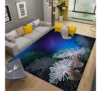 DSAoTeng Tapis 3D Paysage marin Grand tapis visuel 3D Motif monde sous-marin, vie marine, velours cristal doux, antidérapant, décoration d'intérieur pour chambre à coucher, salon, décoration