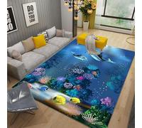 DSAoTeng Tapis 3D paysage marin - Grand tapis visuel 3D - Motif monde sous-marin, vie marine, velours cristal doux, antidérapant, chambre à coucher, salon, décoration d'intérieur (#15,80 x 120 cm)