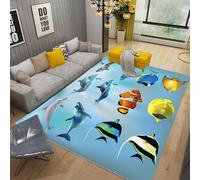 DSAoTeng Tapis 3D Paysage marin Grand tapis visuel 3D Motif monde sous-marin, vie marine, velours cristal doux, antidérapant, chambre à coucher, salon, décoration d'intérieur (#36, 100 x 200 cm)