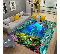 DSAoTeng Tapis 3D paysage marin - Grand tapis visuel 3D - Motif monde sous-marin, vie marine, velours cristal doux, antidérapant, chambre à coucher, salon, décoration d'intérieur (#17,80 x 160 cm)