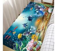 DSAoTeng Tapis de couloir 3D en velours sur le thème du monde sous-marin avec envers en caoutchouc antidérapant, lavable et découpable, pour salon, chambre à coucher, couloir, balcon, décoration