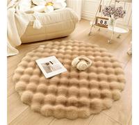 DSAoTeng Tapis rond à poils longs - Grand tapis doux à poils courts - Absorbe l'eau, antidérapant - Pour chambre à coucher, chambre d'enfant, salon - Décoration moderne (camel, 100 cm)